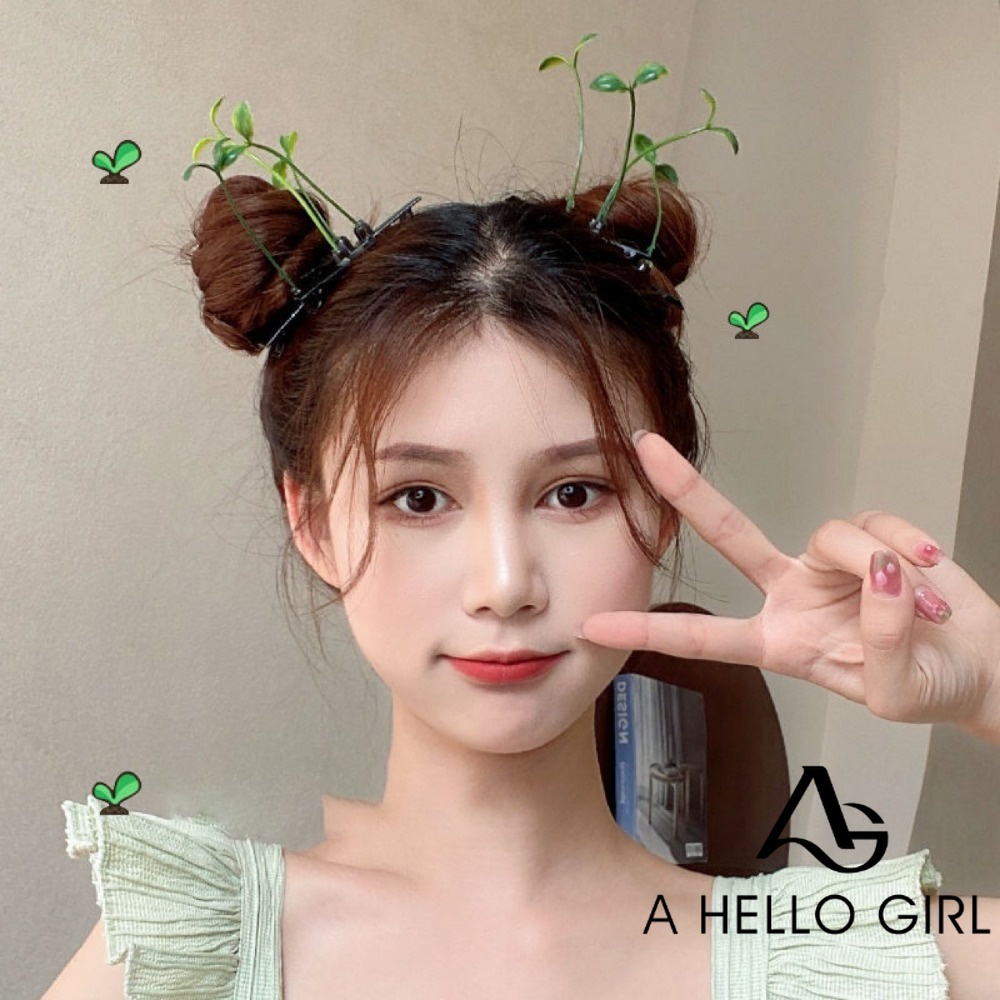 A Hello GIRL กิ๊บติดผม หญ้าเทียม ดอกไม้ หัวยาว ขนาดเล็ก น่ารัก สําหรับเด็กผู้หญิง