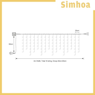 [SIMHOA] สายไฟหิ่งห้อย กว้าง 4 เมตร 8 โหมด สําหรับแขวนตกแต่งสวน ในร่ม กลางแจ้ง งานแต่งงาน ครบรอบ