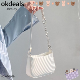 Okdeals กระเป๋าสะพายไหล่ ทรงคลัทช์ สีพื้น เรียบง่าย สําหรับผู้หญิง