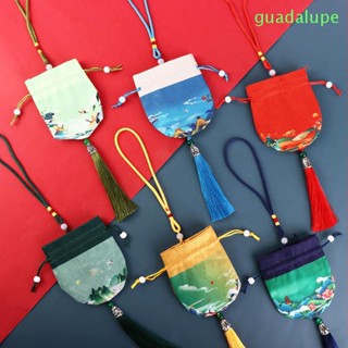 Guadalupe ผู้หญิง กระเป๋าเครื่องประดับ อเนกประสงค์ สวยหรู ใช้งานได้จริง พู่สี ผ้าแขวนตกแต่ง เชือกรูด ซองเปล่า