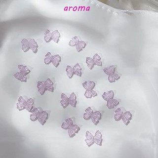 Aroma อุปกรณ์ตกแต่งเล็บ พลอยเทียม เรซิน คริสตัล รูปโบว์ 3D น่ารัก สําหรับผู้หญิง