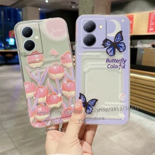 เคสโทรศัพท์มือถือแบบนิ่ม ลายดอกไม้ พร้อมช่องใส่บัตร สําหรับ VIVO Y78 Y27 Y36 Y35 Y22 Y22s Y16 Y02s Y02 Y02A Y02t 4G 5G เคส Phone Case