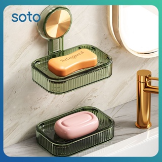 ♫ Wall-mounted Draining Soap Box Acrylic Household Soap Rack Bathroom Soap Box Storage Rack Home Bathroom Tools