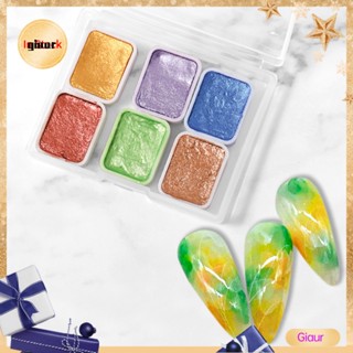 Giaurz ผงสี 6 ชิ้น/กล่อง สําหรับตกแต่งเล็บ