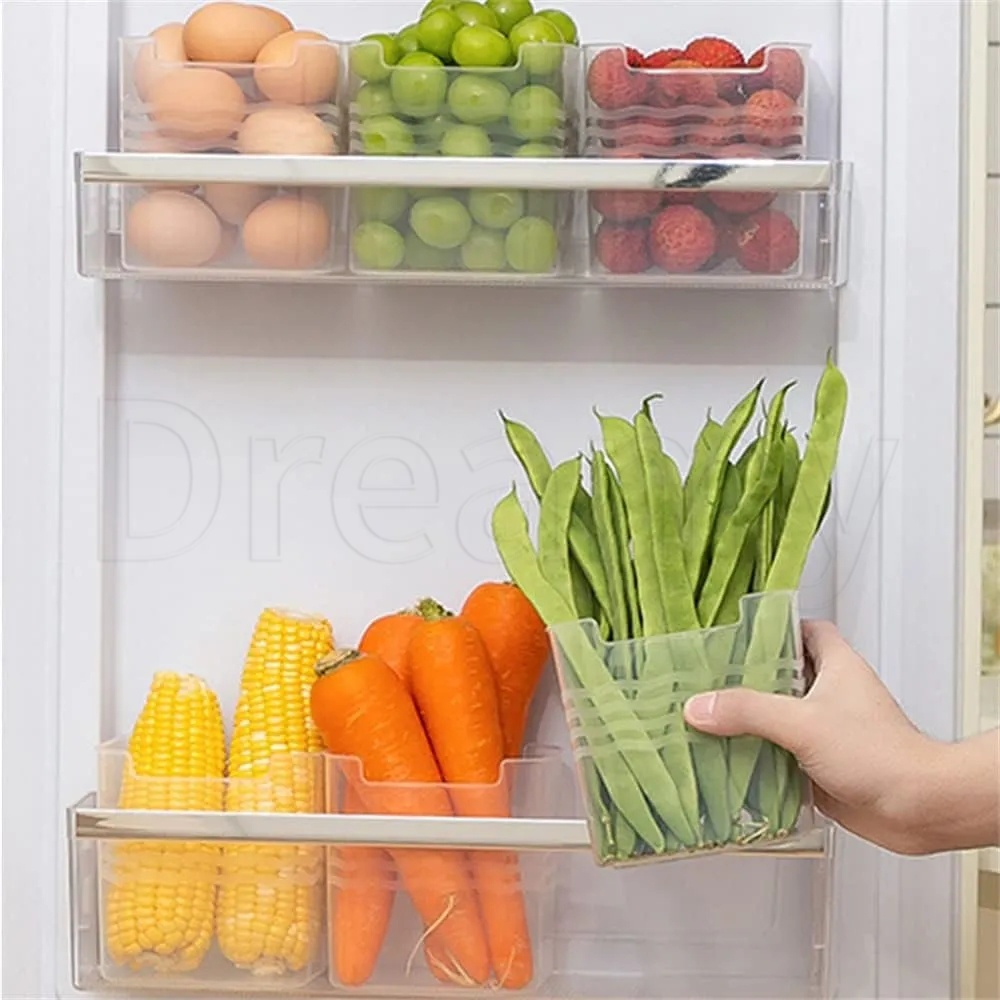 กล่องจัดระเบียบอาหารในตู้เย็น / ชั้นวางผัก ผลไม้ ขนาดเล็ก / ถังจัดหมวดหมู่ PP เกรดอาหาร / กล่องเก็บของด้านข้างตู้เย็น อเนกประสงค์