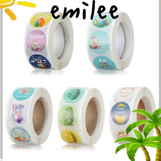 Emilee สติกเกอร์ฉลาก Happy Easter แฮนด์เมด DIY สําหรับติดตกแต่งบรรจุภัณฑ์ 500 ชิ้น ต่อม้วน