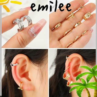 Emilee ต่างหูแฟชั่น แบบคลิปหนีบจมูก ปรับได้ เรียบง่าย