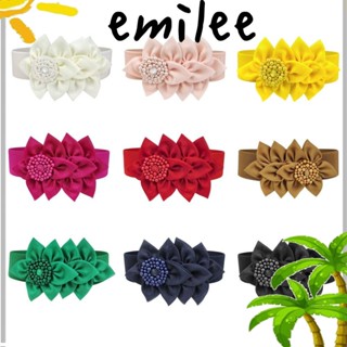 Emilee เข็มขัดคาดเอว ยางยืด สีพื้น กว้าง ดอกไม้ สวยหรู ตกแต่งเสื้อผ้า เข็มขัดลําลอง เข็มขัดตกแต่ง