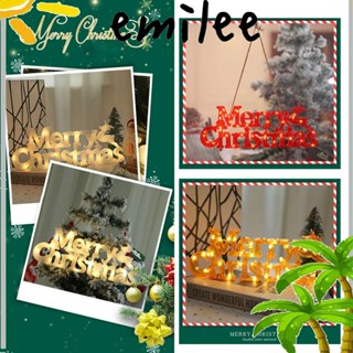 Emilee โคมไฟแขวน จี้ตัวอักษร Merry Christmas สีแดง สีขาวอบอุ่น สําหรับวันหยุด