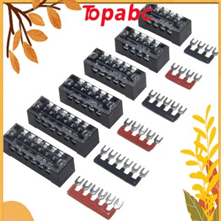 Top บล็อกขั้วต่อสายไฟ 4 5 6 ตําแหน่ง 600V 15A พร้อมฝาครอบสกรู สีดํา สีแดง 6 ชุด