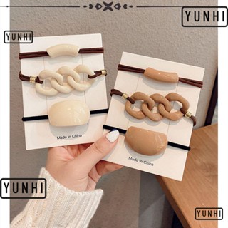 Yunhi 3 ชิ้น / เซต กิ๊บเชือกผม หญิง อินเทรนด์ เครื่องประดับผม ยืดหยุ่น ยางรัดผม ที่คาดผม ที่ใส่ผมหางม้า