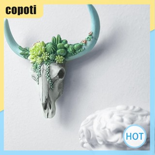 Copoti วัวกะโหลก ตกแต่งผนัง ไม้อวบน้ํา / ดอกไม้ กุหลาบ เรซิน ประติมากรรม เครื่องประดับจิ๋ว สําหรับบ้าน