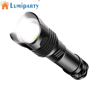 Lumiparty XHP99 ไฟฉาย LED อินพุต / เอาต์พุต ซูมได้ ทรงพลัง สวิตช์คู่ ไฟมือ ชาร์จ USB