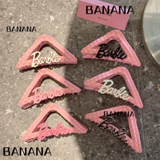 Banana1 กิ๊บติดผมโลหะ ลายสก๊อต รูปการ์ตูนบาร์บี้ ฉลาม ของขวัญ สําหรับเด็กผู้หญิง DIY