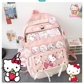 Sanrio กระเป๋าเป้สะพายหลัง กันน้ํา ลายการ์ตูน Hello Kitty สําหรับนักเรียน [GM]