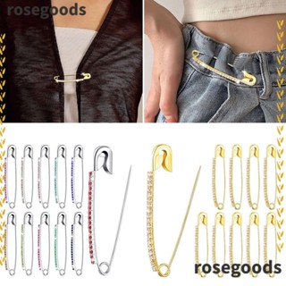 Rosegoods1 เข็มกลัดผ้าคลุมไหล่ สีเงิน ประดับพลอยเทียม เพื่อความปลอดภัย สําหรับเสื้อกันหนาว