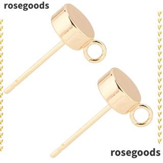 Rosegoods1 ต่างหูสตั๊ด ชุบทอง ทองเหลือง ลายจุด ขนาด 6*9.3 มม. สําหรับทําเครื่องประดับ