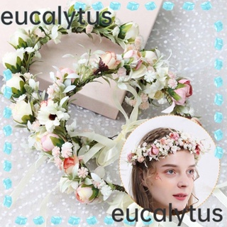 Eucalytus1 ที่คาดผม ลายดอกไม้ พร็อพถ่ายรูป สําหรับเจ้าสาว งานแต่งงาน ปาร์ตี้ ชายหาด