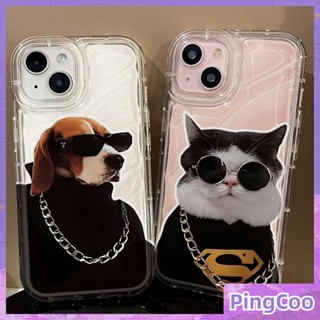Pingcoo - เข้ากันได้สำหรับ เคส iphone 11 เคสไอโฟน เคสไอโฟน11 เคสใสระลอกน้ำ TPU กันกระแทกนุ่มใสโรแมนติก Cool Cat Dog สวมแว่นกันแดดเข้ากันได้กับ iPhone 14 13 Pro max 12 Pro Max 11 XR XS