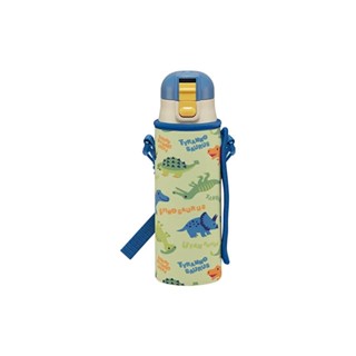 Skater Straight Drink Stainless Steel Water Bottle with 470ml Bottle Cover Dinosaurus Picture KSDC4-A