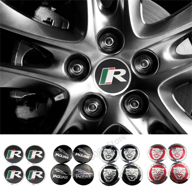 4PCS 60 มม.65 มม.รถศูนย์ล้อ Hub Cap สติกเกอร์สัญลักษณ์สําหรับ Jaguar R XJS XJ8 XType XE SType