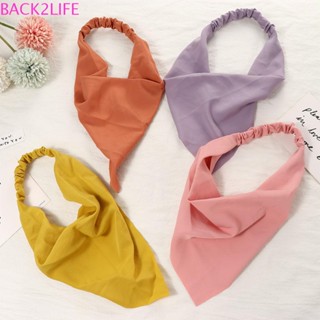 Back2life ผ้าพันคอ ผ้าโพกหัว ทรงสามเหลี่ยม ยืดหยุ่น สีแคนดี้ สําหรับคาดผม