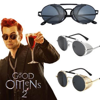 Good Omens แว่นตากันแดด ลาย Devil Crowley David Tennant Steampunk สไตล์เรโทร พร็อพคอสเพลย์ สําหรับผู้ชาย ผู้หญิง