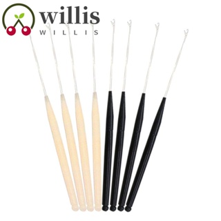 Willis เข็มถักโครเชต์ เดรดล็อก โลหะ สีเบจ ตะขอไมโคร สีดํา สําหรับถักนิตติ้ง 5 ชิ้น ต่อชุด