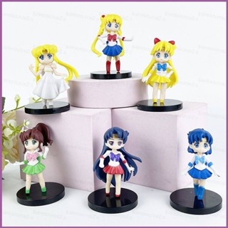 Sq2 โมเดลฟิกเกอร์ Sailor Moon Tsukino Usagi Ami Rei Makoto Minako ของเล่น ของขวัญ สําหรับเด็ก 6 ชิ้น