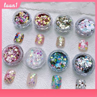 อุปกรณ์ทำเล็บ New Nail Art เลื่อมบางเฉียบ Love Laser Gradient Glitter Round Mixed Nail Art Accessories COD