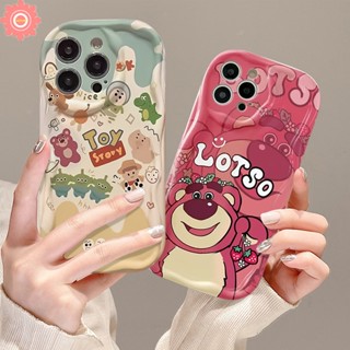 เคสโทรศัพท์มือถือนิ่ม ขอบโค้ง ลายการ์ตูน Strawberry Bear Lotso Toy Story 3D สําหรับ IPhone 7Plus XR 11 14 13 12 Pro MAX X XS MAX 7 6S 6 8 Plus SE 2020