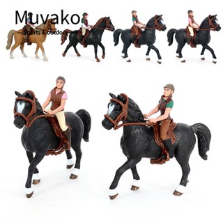 Muvako โมเดลม้าจําลอง พลาสติก รูปสัตว์ขี่ม้า ของขวัญ สําหรับตกแต่งภูมิทัศน์ขนาดเล็ก