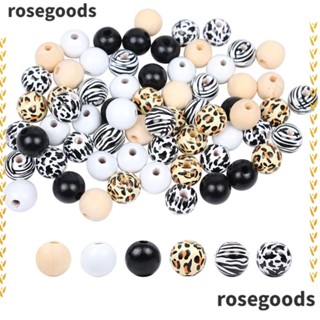 Rosegoods1 ชุดลูกปัดไม้ ลายเสือดาว วัว 16 มม. สําหรับทําสร้อยคอ ต่างหู 240 ชิ้น