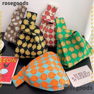 Rosegoods1 กระเป๋าถือ กระเป๋าช้อปปิ้ง ผ้าถัก ผูกปม สําหรับผู้หญิง