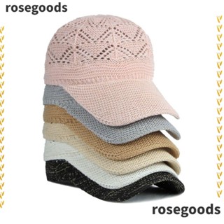 Rosegoods1 หมวกเบสบอล หมวกถัก กันแดด แบบกลวง ระบายอากาศ กันแดด วันหยุด