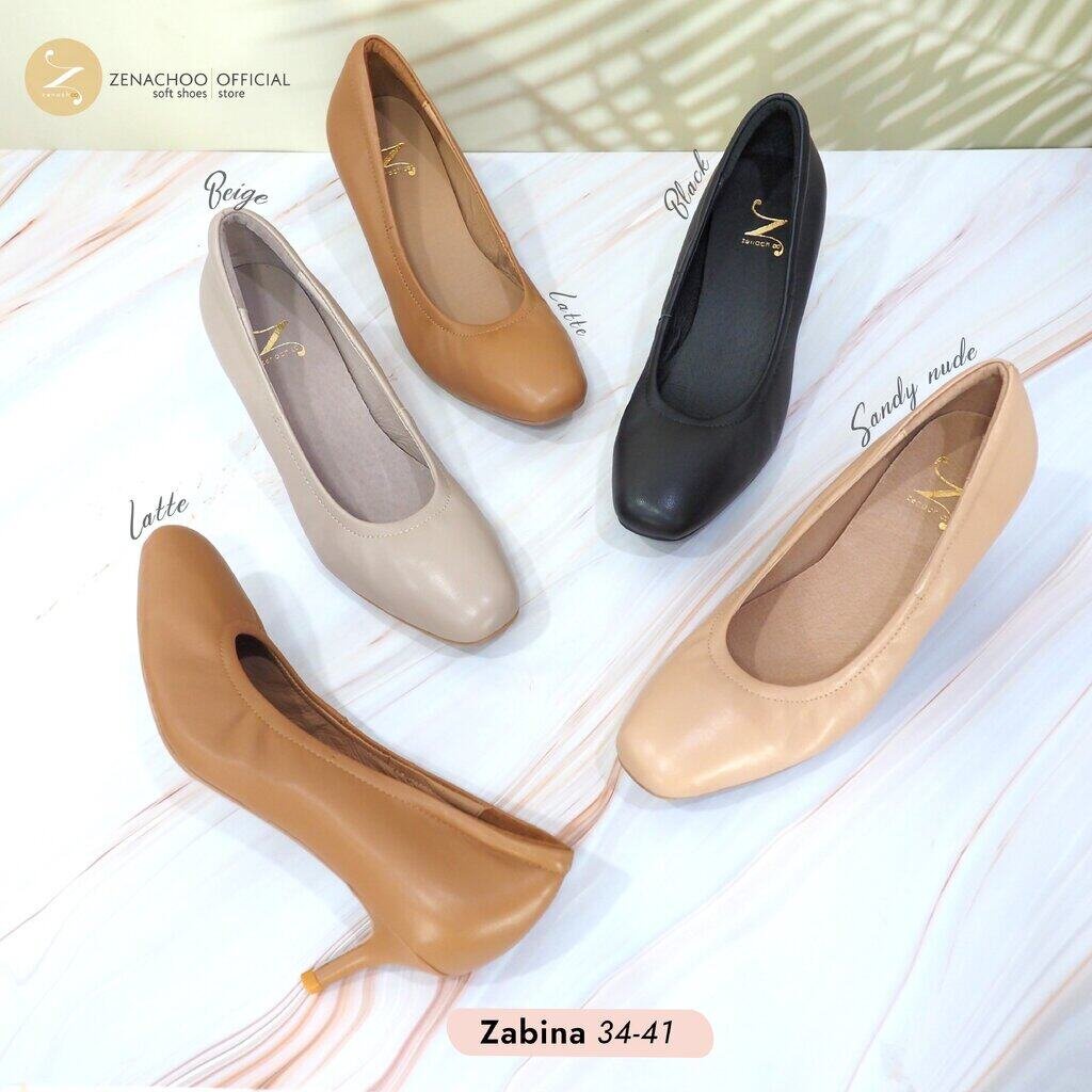 Zenachoo รุ่น zabina สูง 2 นิ้ว.ทรงปกติ:เปลี่ยนไซส์ได้-ไม่รับคืน รองเท้าหนังแกะแท้