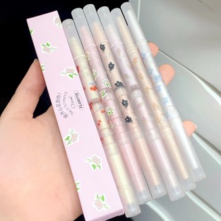 Flortte Lying Silkworm Pen Flower Lolia First Kiss Baby Series ปากกาอายไลเนอร์ แบบสองหัว ลายดอกไม้ โลลิีย อายแชโดว์เจล ปากกาสองหัว นอนหนอนไหม ปากกา Ultra-F