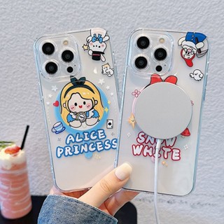 เคสนิ่ม แบบใส ลายการ์ตูนน่ารัก แม่เหล็กดูด สําหรับ iPhone 14 13 12 11 Pro Max