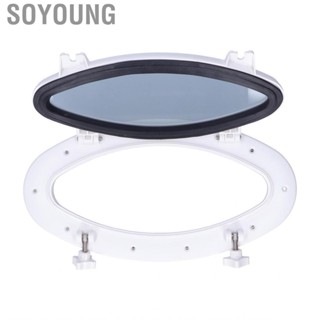 Soyoung Boat Portlight  Rv Port Hole 0.2In Thickness Simple To Operate White Oval with Reserved Mounting Holes for Yacht Marine