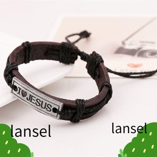 Lansel สร้อยข้อมือศาสนา สีน้ําตาลเข้ม คาทอลิก ห่อคริสเตียน "I Love JESUS"