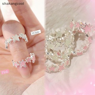 Shakangcool แหวนแฟชั่น รูปดาวห้าแฉก ดาว สีชมพู สีขาว สไตล์เกาหลี เครื่องประดับ สําหรับผู้หญิง SGL