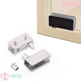 Lanfy บานพับประตูกระจก สเตนเลส แกนหมุนได้ ทนทาน สําหรับเฟอร์นิเจอร์