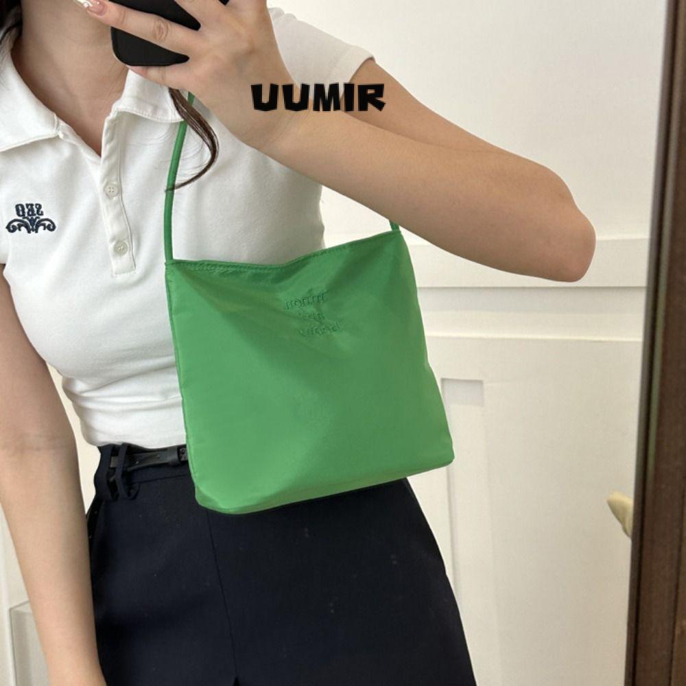 UUMIR  กระเป๋าถือ กระเป๋าสะพายไหล่ ทรงโท้ท ปักลายตัวอักษร ความจุสูง สีพื้น แฟชั่นสําหรับสตรี