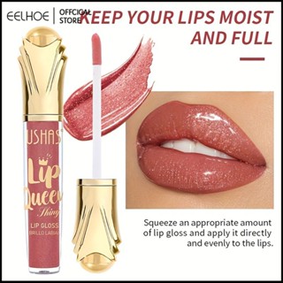 USHAS 6 สี Matte Lip Gloss ลิปกลอสเลื่อม Lasting Moisturizing Liquid Cosmetic lip tint -eelhoe