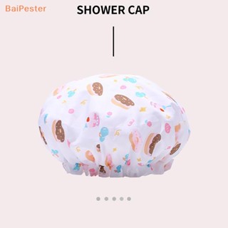 [BaiPester] หมวกอาบน้ํา แบบหนาสองชั้น ลายการ์ตูน กันน้ํามัน อุปกรณ์เสริม สําหรับห้องน้ํา สปา ร้านทําผม