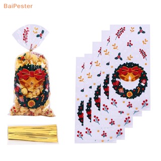 [BaiPester] ถุงพลาสติกใส่ขนม คุกกี้ เนคไท ริบบิ้น สําหรับปาร์ตี้คริสต์มาส 50 ชิ้น