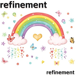 Refinement สติกเกอร์ PVC ลายการ์ตูนน่ารัก สีรุ้ง กันน้ํา ลอกออกได้ สําหรับติดตกแต่งผนังห้องเด็กอนุบาล