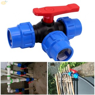 【VARSTR】Ball Valve 1Pcs 20/25/32/40/50mm 20mm-50mm 3-Way Ball Valve Black+Blue