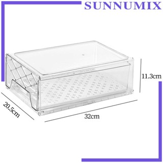 [Sunnimix] ตะกร้าลิ้นชักใส วางซ้อนกันได้ พร้อมช่องระบายน้ํา สําหรับตู้แช่แข็ง ห้องครัว ห้องน้ํา บ้าน