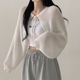 [Brandi/Blizz] Wang Boxi เสื้อคาร์ดิแกน ครอป โบเลโร่ ผ้าถักนิตติ้ง